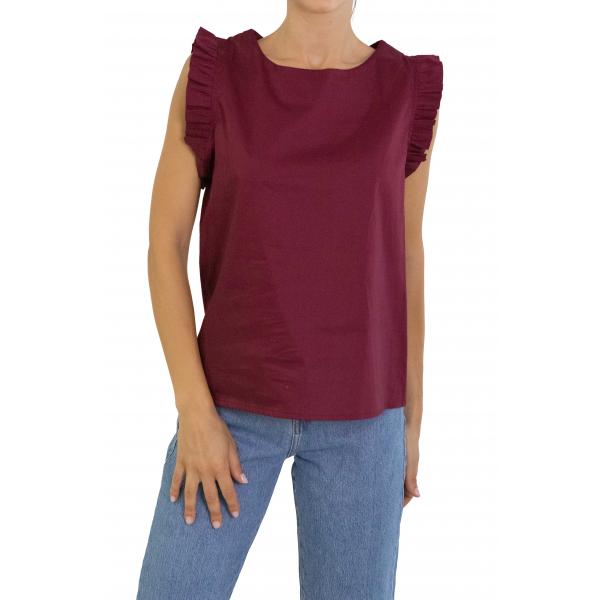 T shirt con rouge tinta unita 